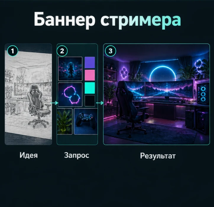 Создать баннер канала Twitch с ИИ: Определить задачу → Настроить запрос → Проверить результат
