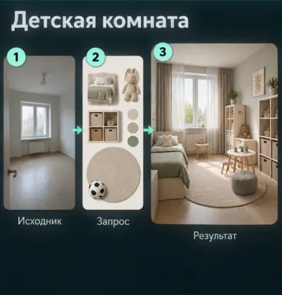 Дизайн детской комнаты по фото с ИИ