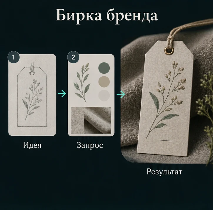 Создать дизайн бирки для одежды с ИИ: Определить задачу → Настроить запрос → Проверить результат