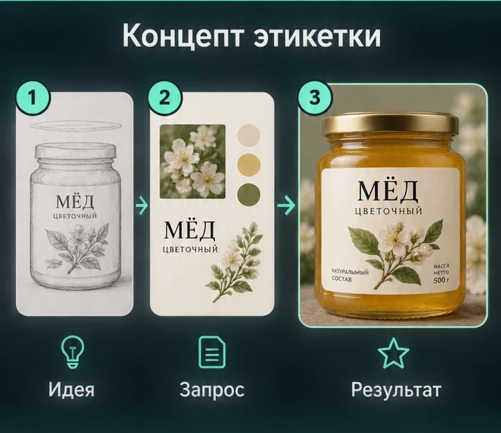 Создать концепт этикетки с помощью ИИ: Определить задачу → Настроить запрос → Проверить результат