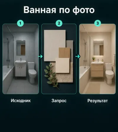 Дизайн ванной по фото с помощью ИИ