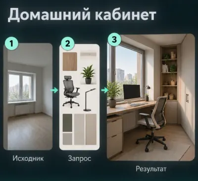 Дизайн домашнего кабинета с помощью ИИ