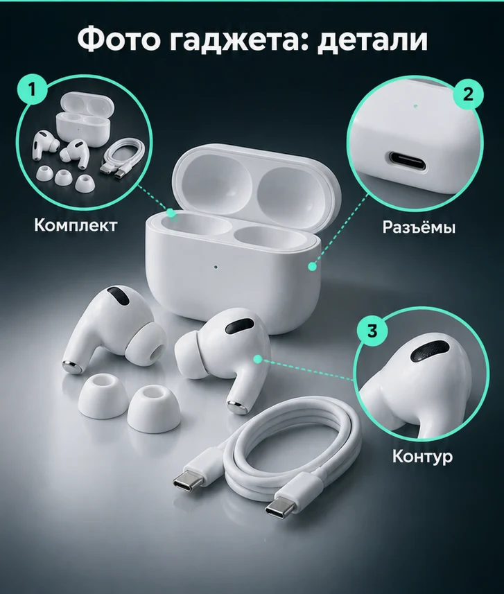 Фото гаджета: Комплект, Разъёмы, Контур — визуальные ориентиры проверки
