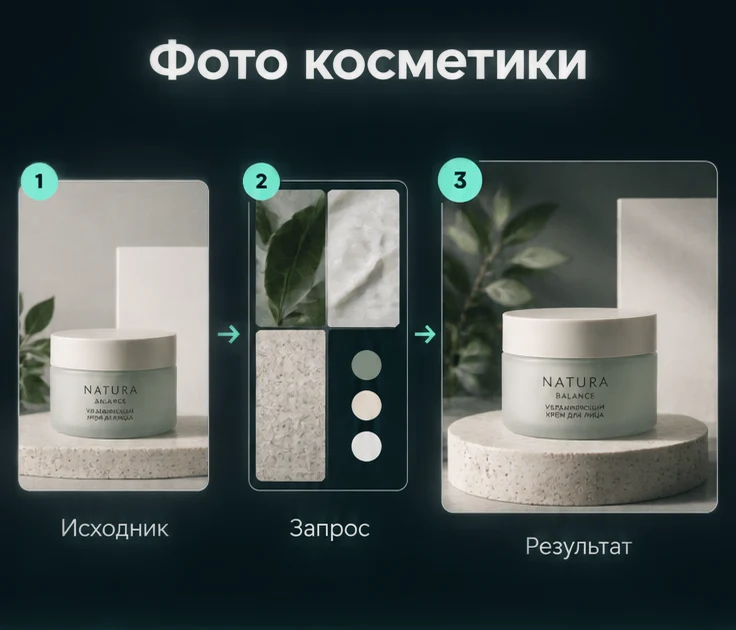 Создать фото косметики с помощью ИИ: Подготовить исходник → Настроить запрос → Проверить результат