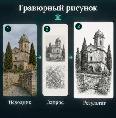 Превратить фотографию в гравюру с ИИ