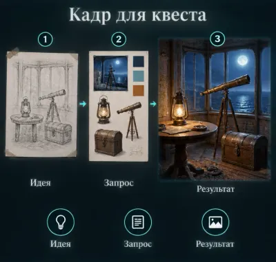 Создать иллюстрации для квеста с ИИ