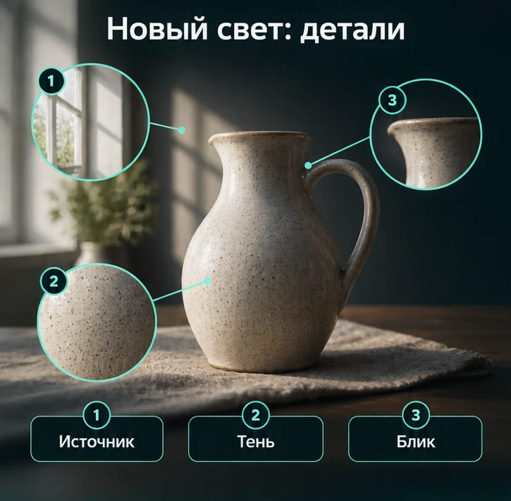 Новый свет: Источник, Тень, Блик — визуальные ориентиры проверки