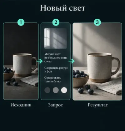 Изменить освещение на фото с ИИ