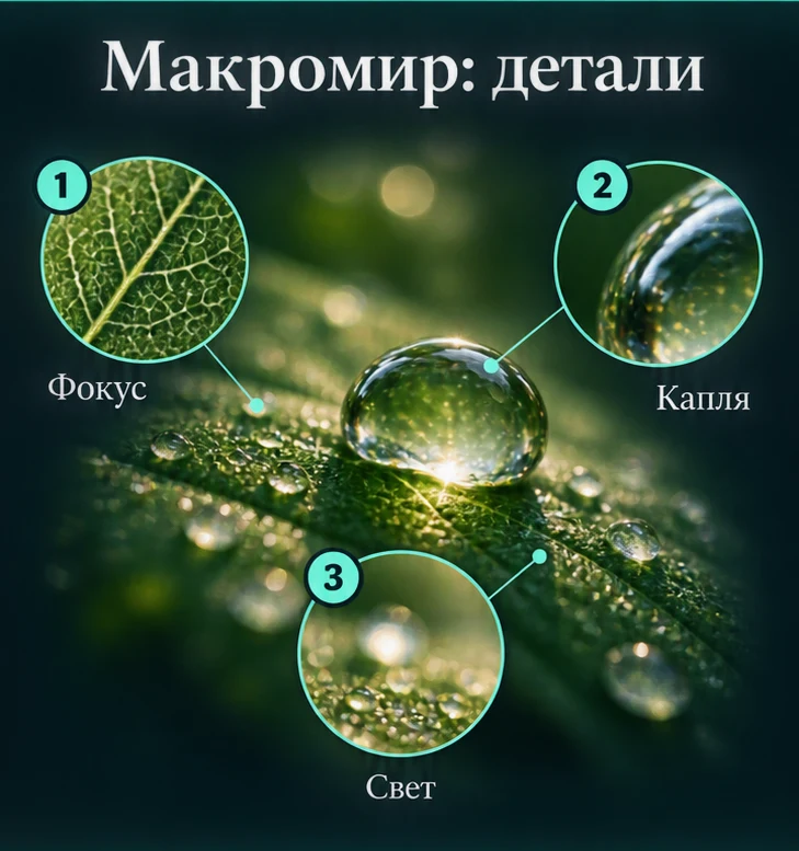 Макромир: Фокус, Капля, Свет — визуальные ориентиры проверки