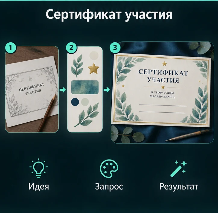 Оформить сертификат участника с помощью ИИ: Определить задачу → Настроить запрос → Проверить результат