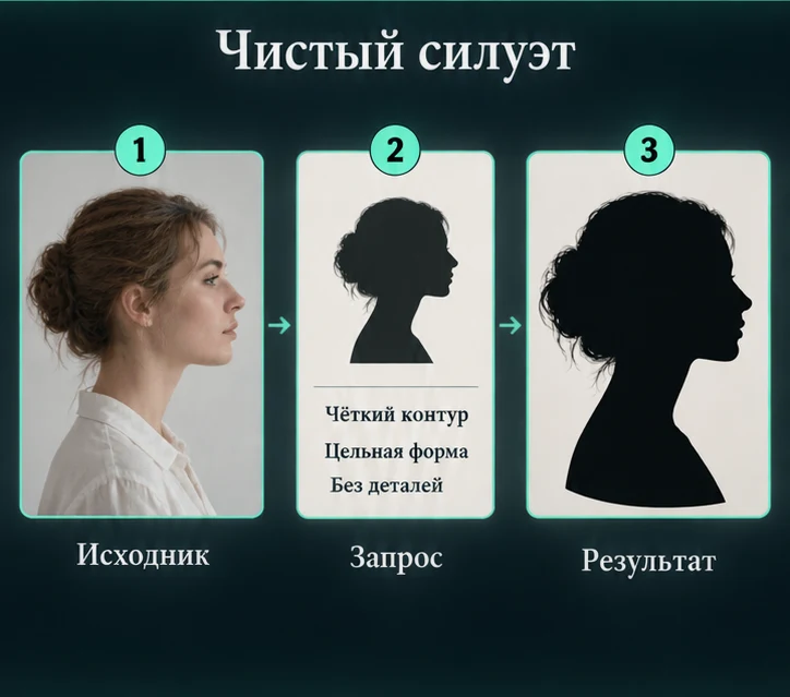 Создать силуэт по фотографии с ИИ: Подготовить исходник → Настроить запрос → Проверить результат