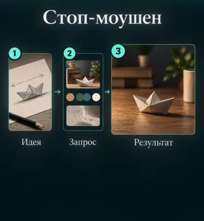 Создать видео в стиле стоп-моушен с ИИ