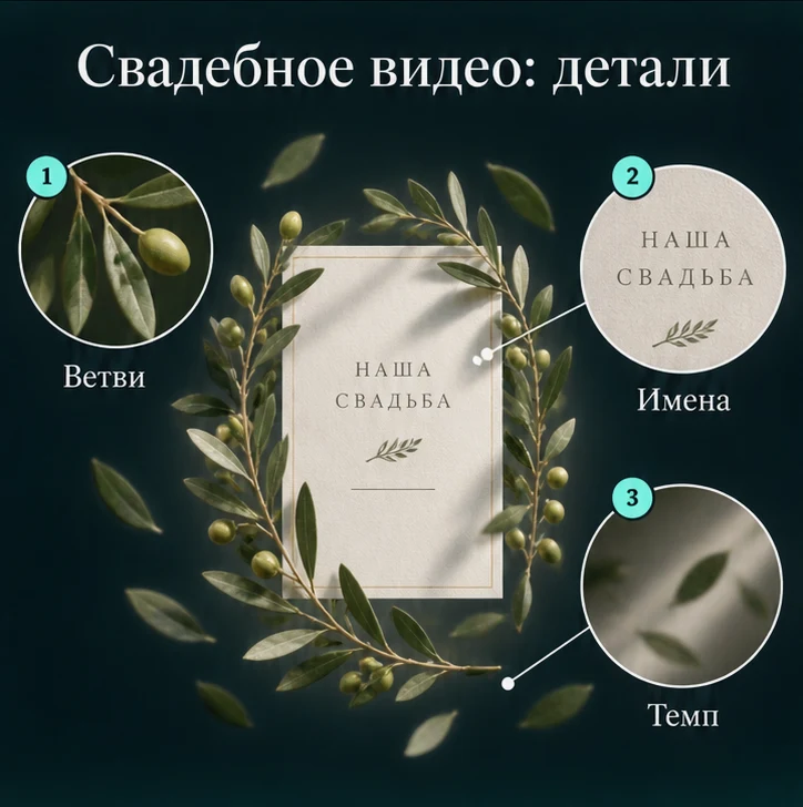 Свадебное видео: Ветви, Имена, Темп — визуальные ориентиры проверки