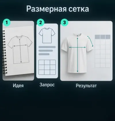 Создать иллюстрацию размерной сетки с ИИ