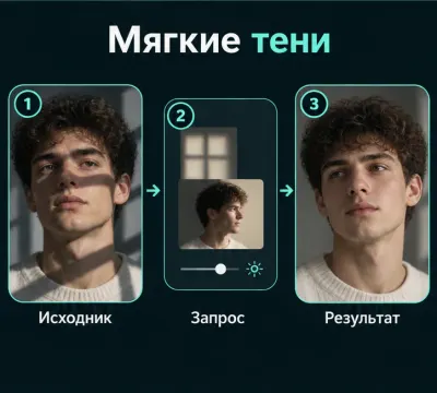 Смягчить жёсткую тень на фото с ИИ