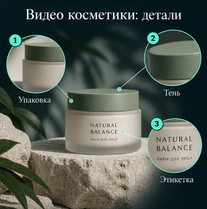 Видео косметики: Упаковка, Тень, Этикетка — визуальные ориентиры проверки