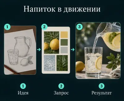 Создать видео наливания напитка с ИИ