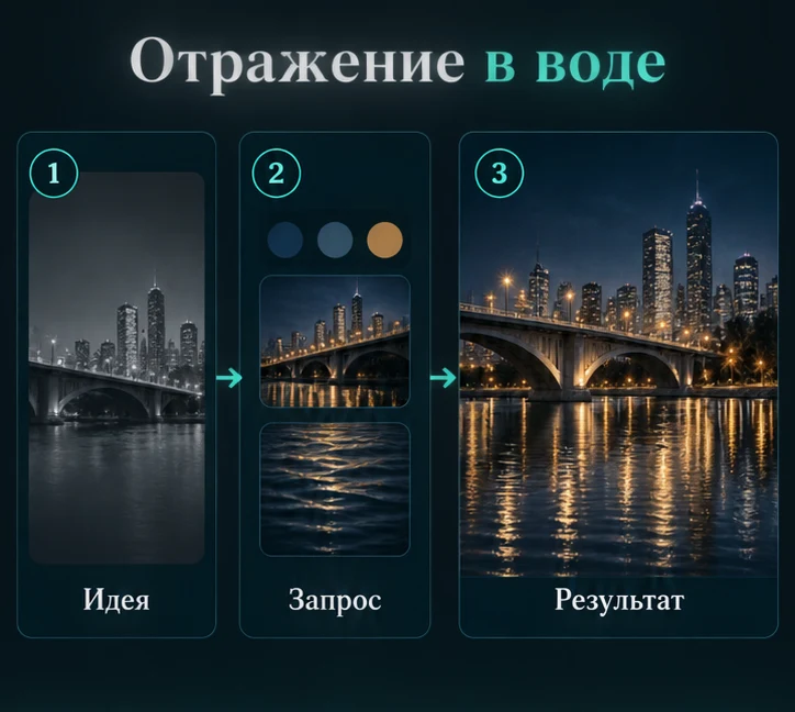 Создать видео отражения в воде с ИИ: Определить задачу → Настроить запрос → Проверить результат