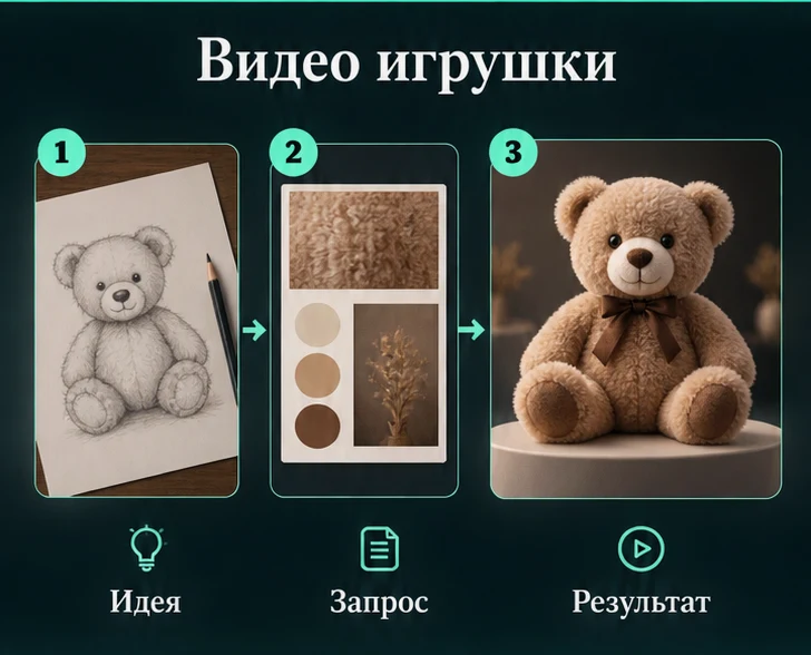 Создать видеорекламу игрушки с ИИ: Определить задачу → Настроить запрос → Проверить результат