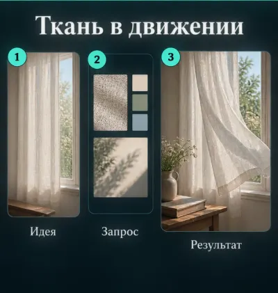 Создать видео ткани на ветру с ИИ