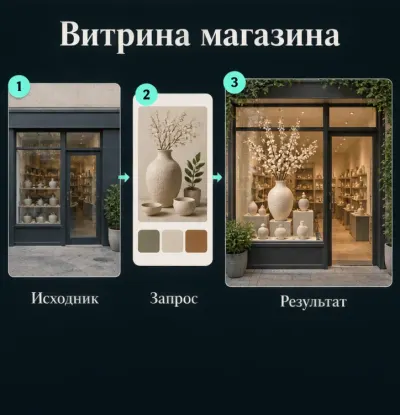 Создать дизайн витрины магазина с ИИ