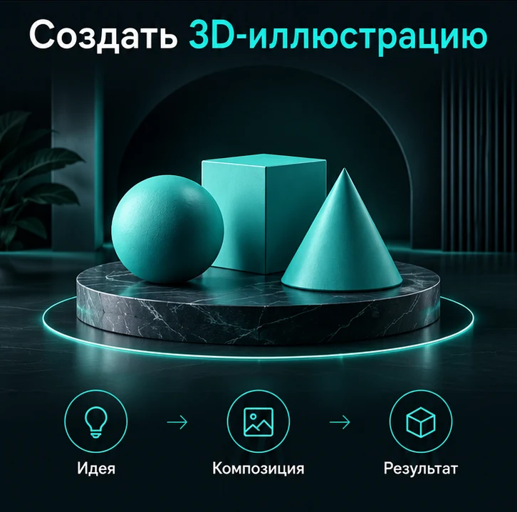Создать 3D-иллюстрацию с ИИ: Идея → Композиция → Результат