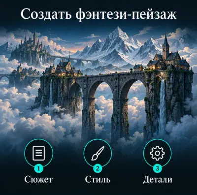 Создать фэнтези-пейзаж с ИИ