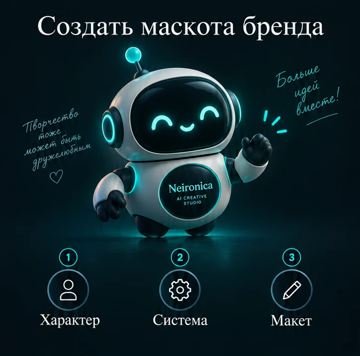 Создать маскота бренда с ИИ: Характер → Система → Макет