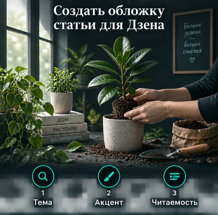 Создать обложку статьи для Дзена: Тема → Акцент → Читаемость