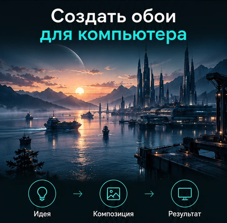 Создать обои для компьютера с ИИ: Идея → Композиция → Результат