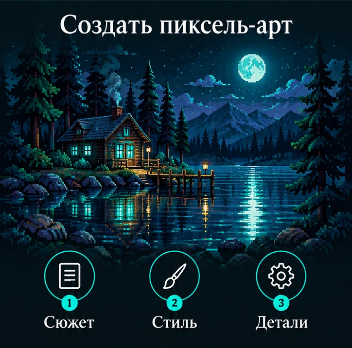 Создать пиксель-арт с ИИ: Сюжет → Стиль → Детали