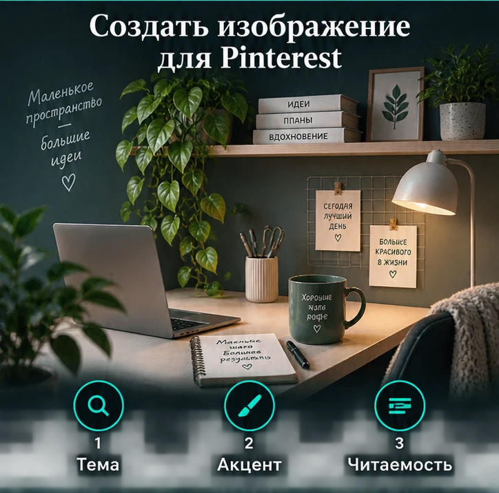 Создать изображение для Pinterest: Тема → Акцент → Читаемость
