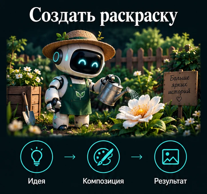 Создать раскраску с ИИ: Идея → Композиция → Результат
