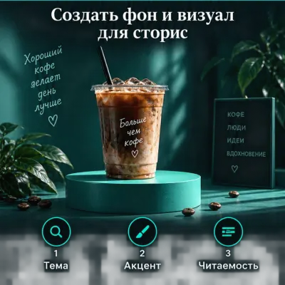 Создать фон и визуал для сторис