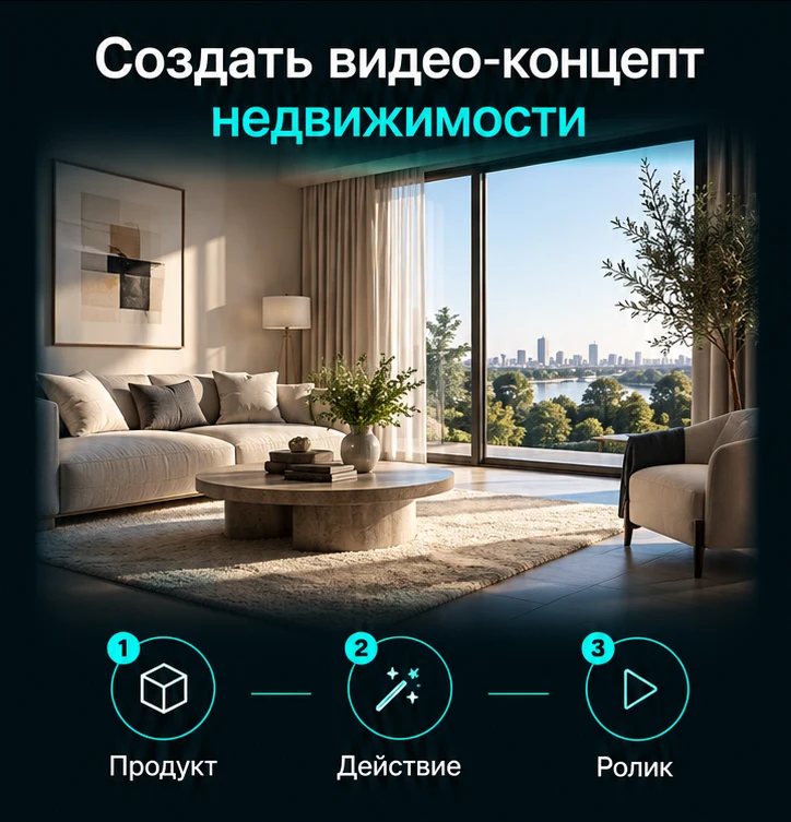 Создать видео-концепт недвижимости: Продукт → Действие → Ролик