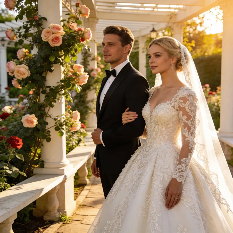 Нейрофотосессия свадебная: элегантный свадебный портрет после AI