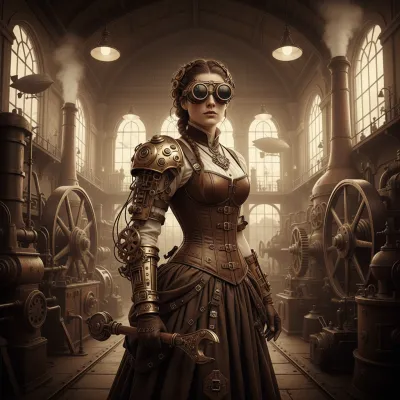 AI стимпанк портрет с шестерёнками