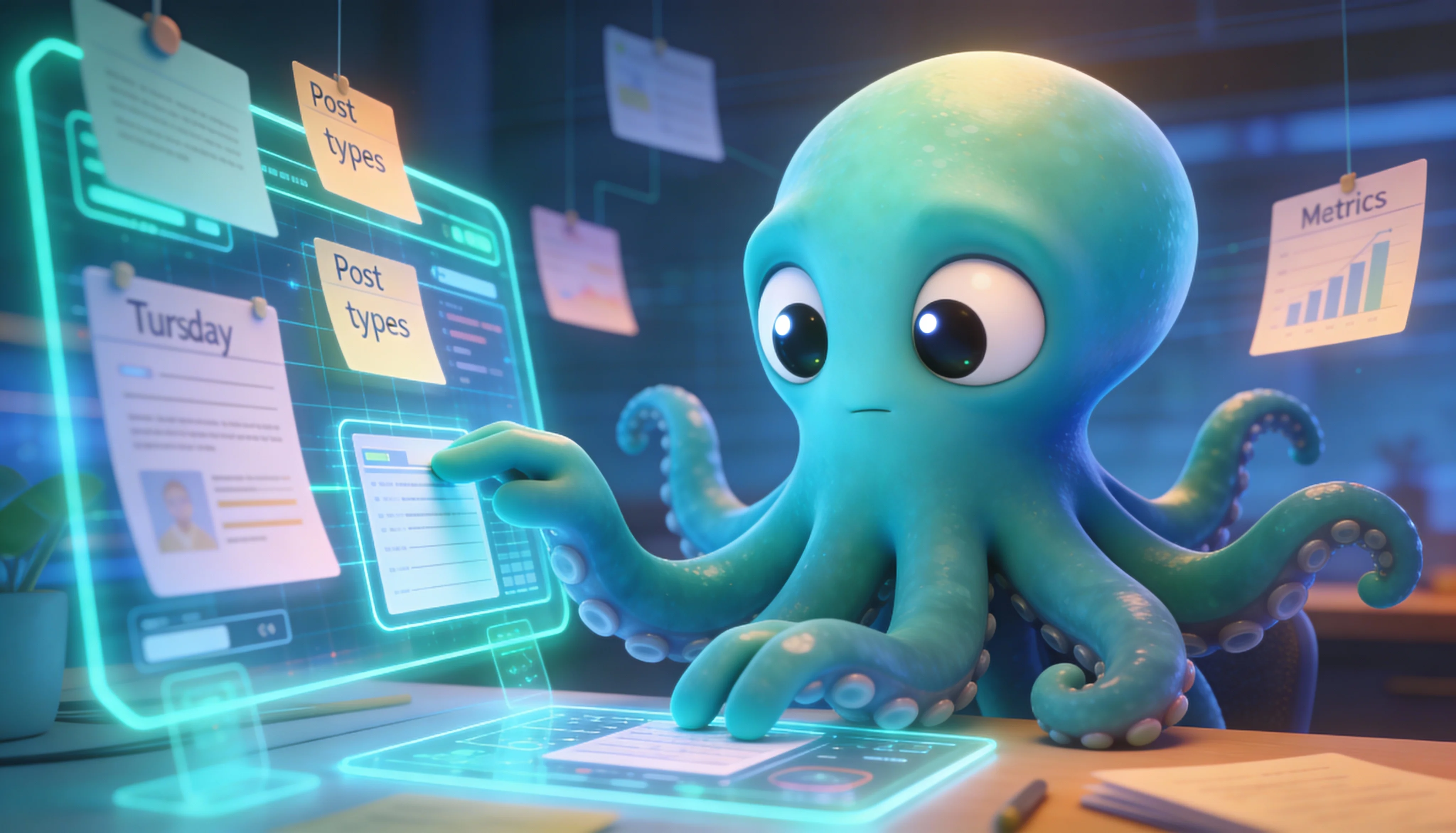 Октавио настраивает контент-план и автоматизацию