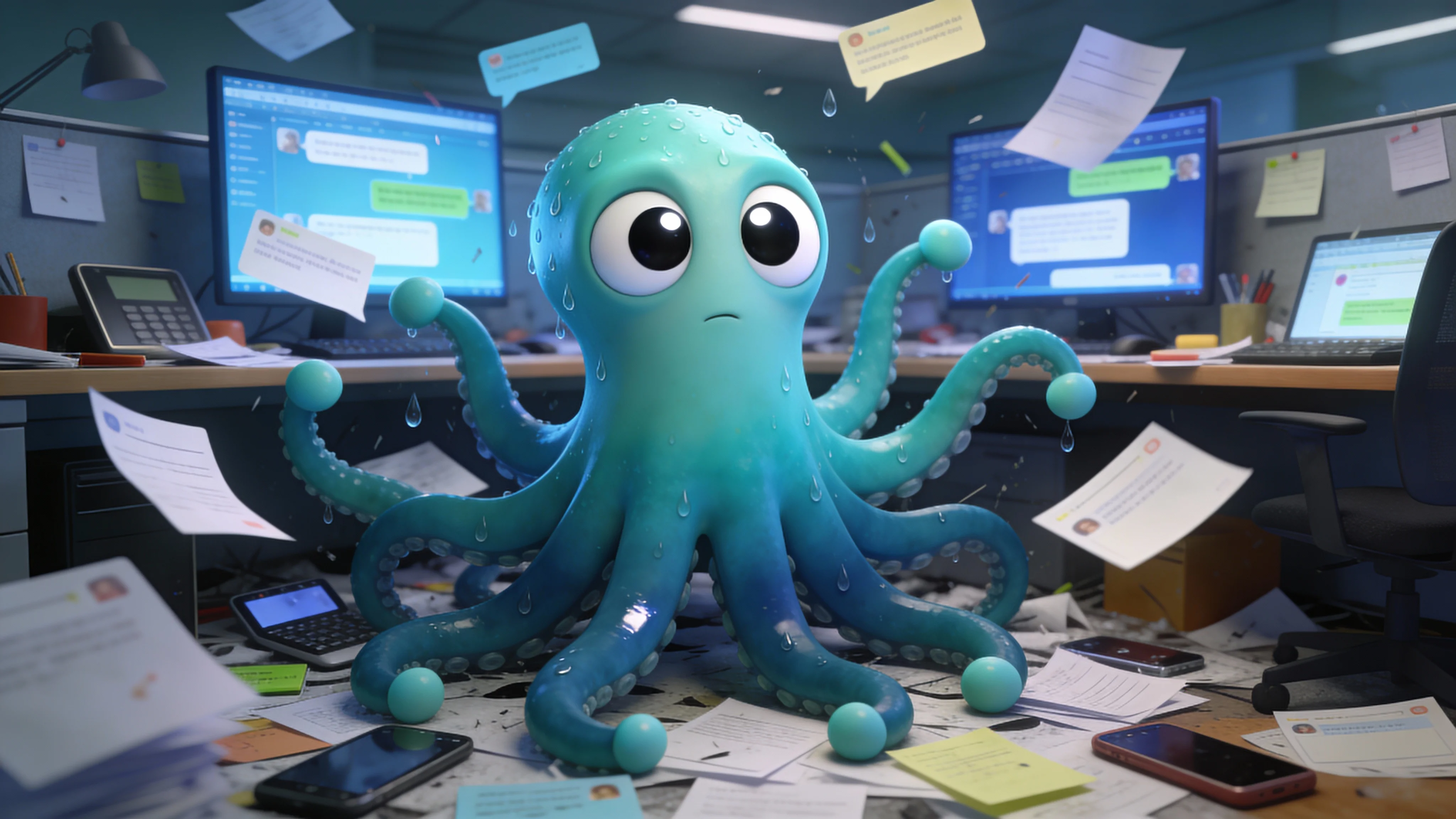 Иллюстрация: хаос ручного кросспостинга — уведомления, черновики и дедлайны