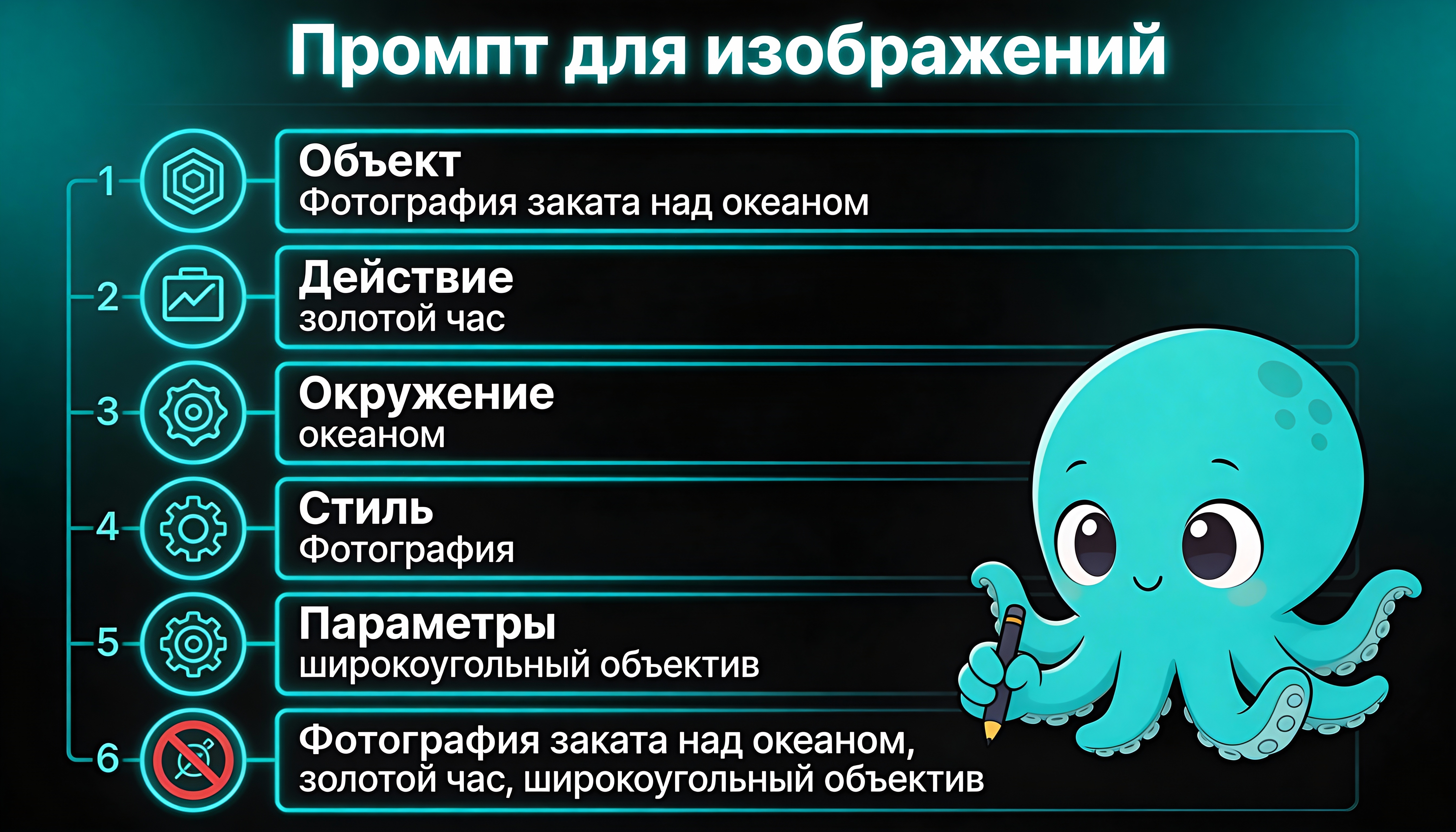 Инфографика: промпты для изображений — структура и примеры