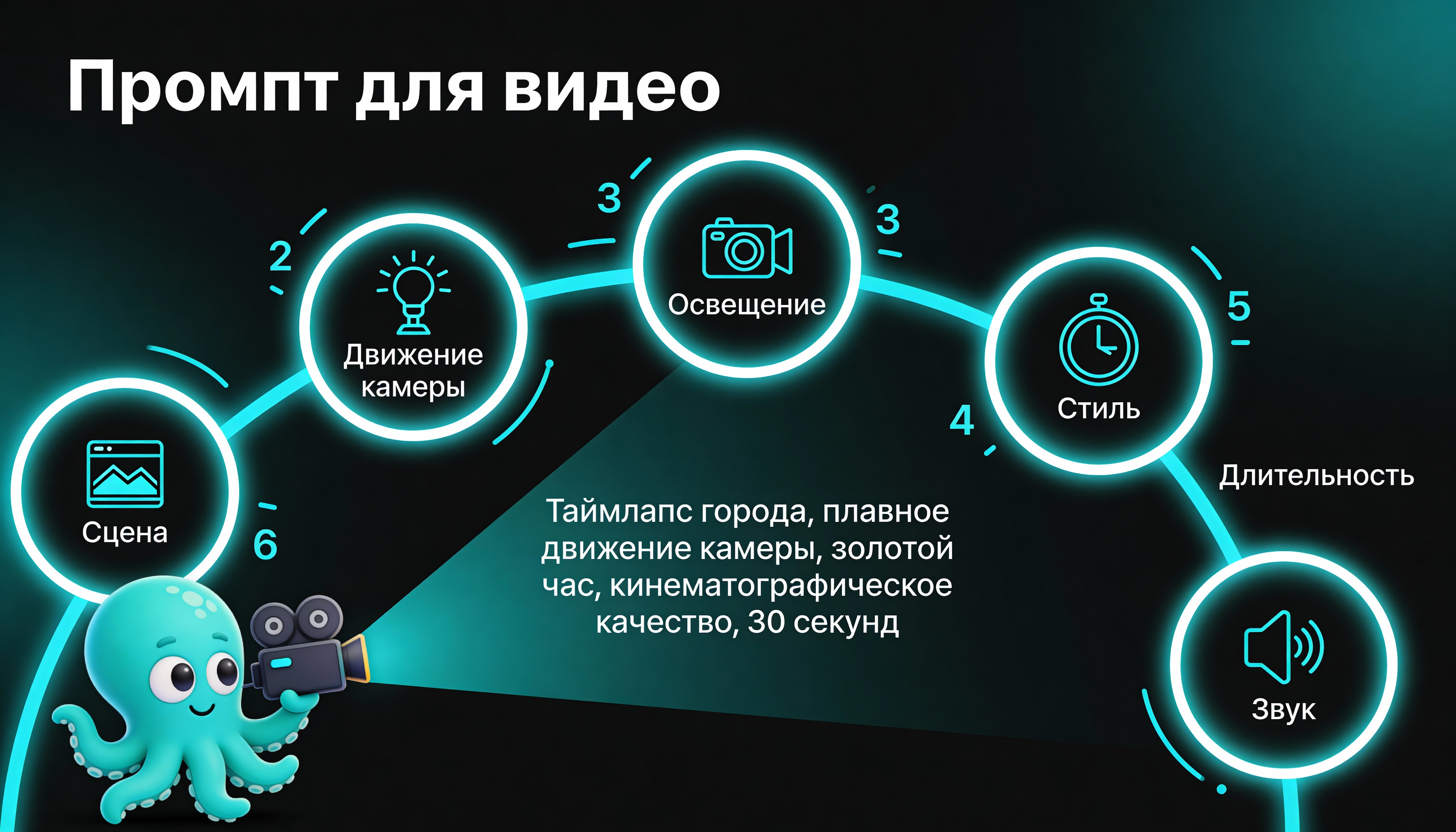 Инфографика: промпты для видео — структура и примеры