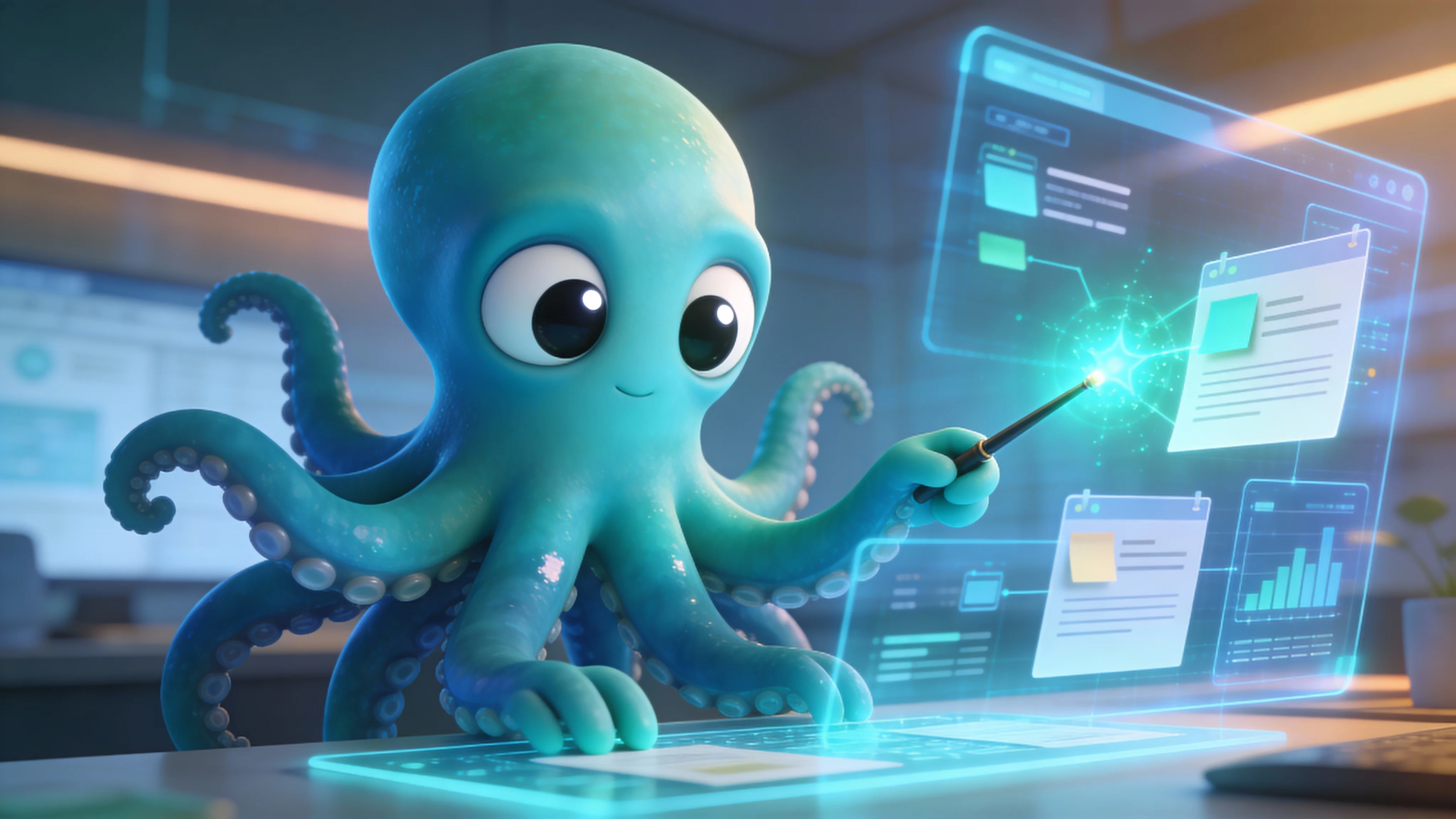 Осьминог создает презентацию с помощью ИИ