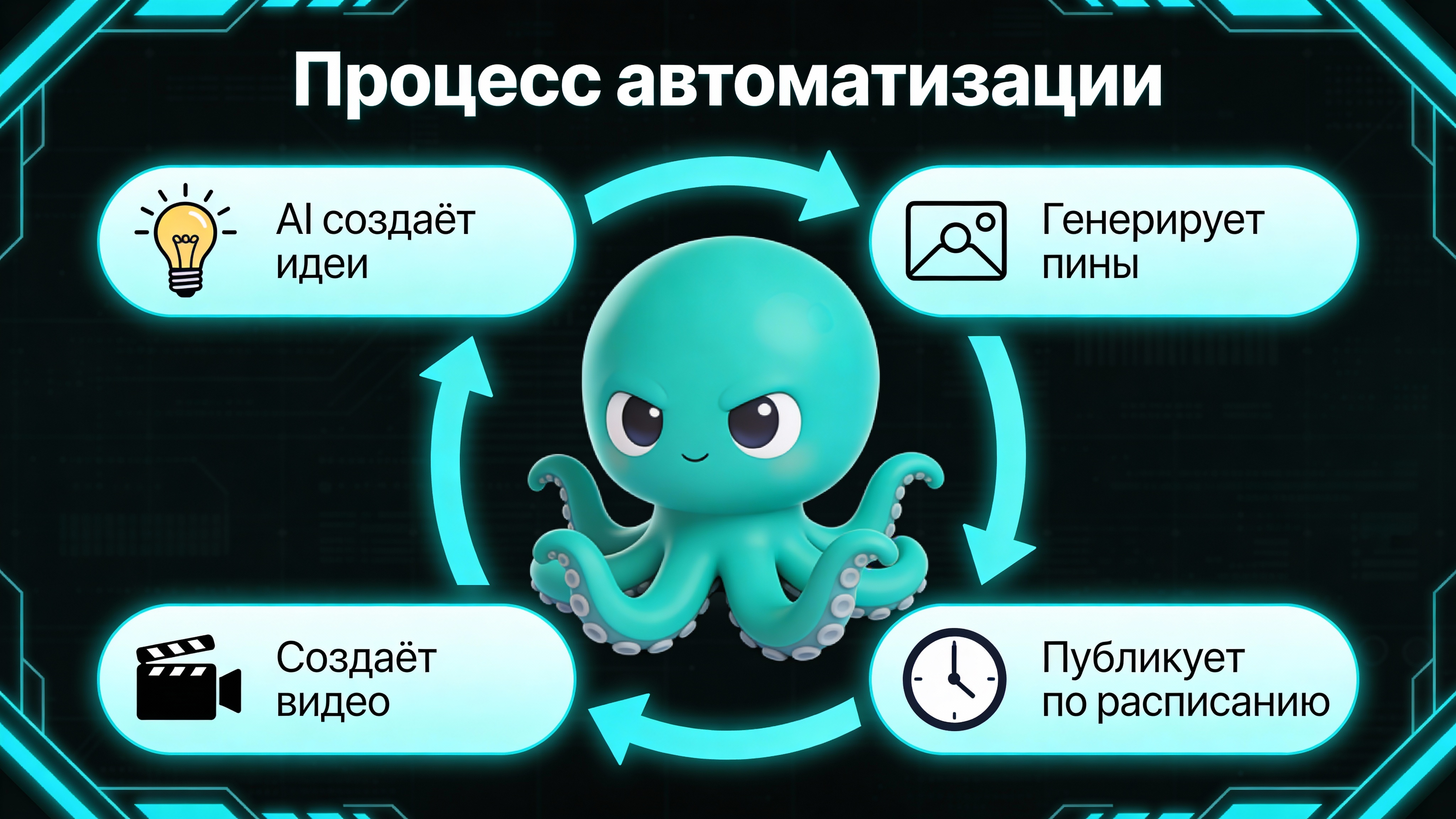 Инфографика: Процесс автоматизации канала Pinterest