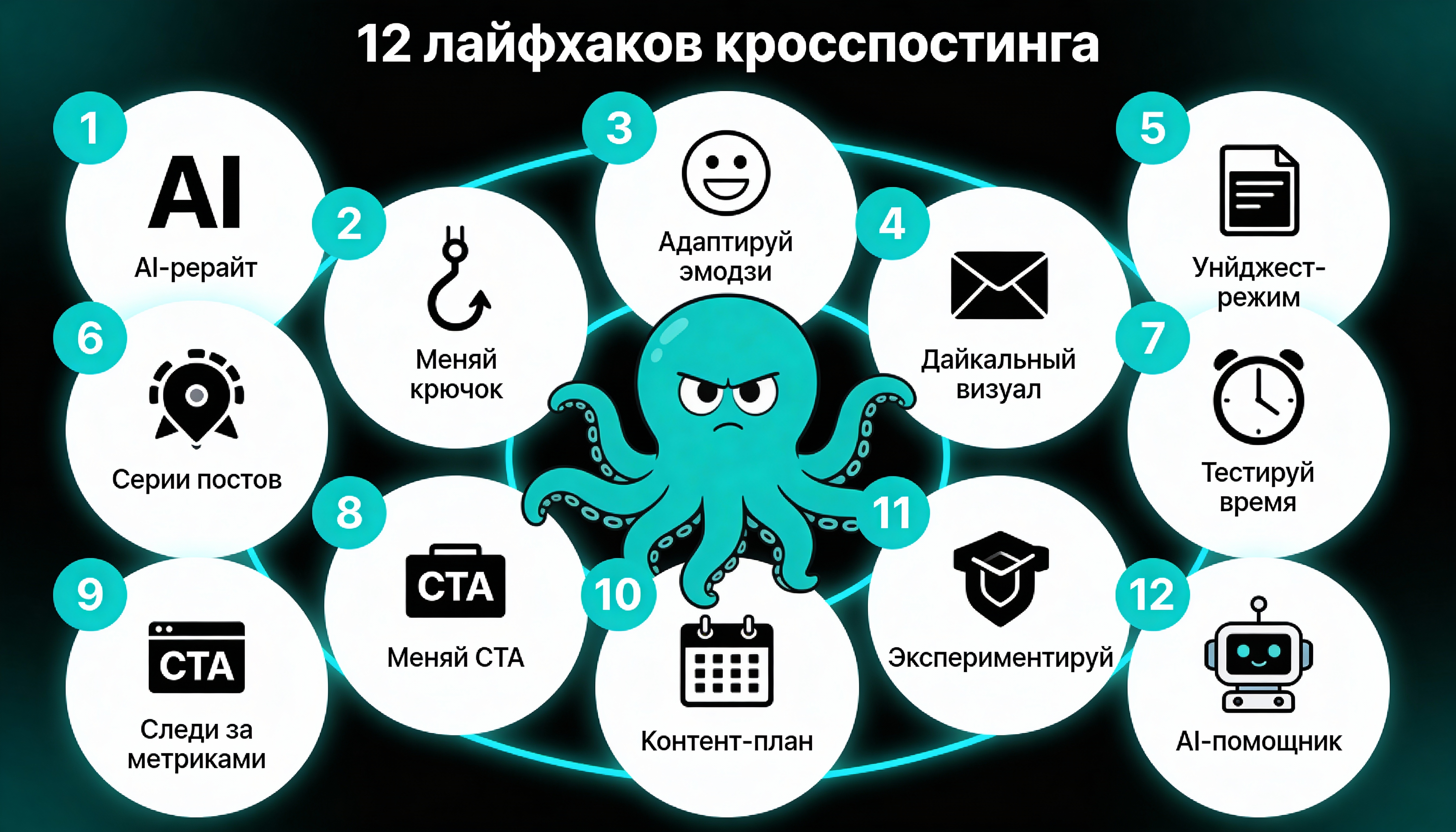 Инфографика: 12 лайфхаков кросспостинга Telegram → MAX