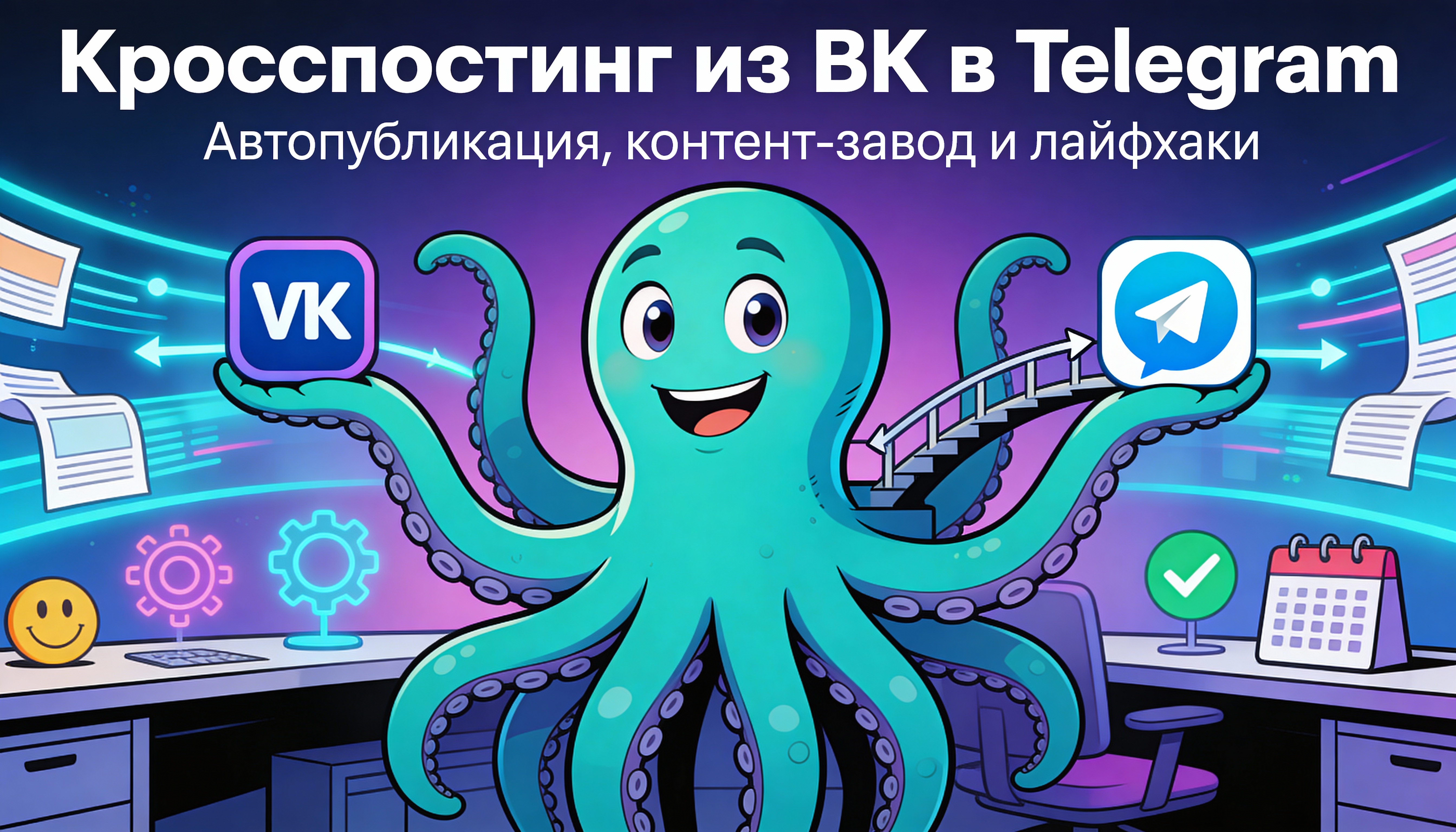 Кросспостинг из ВК в Telegram — комикс про автопубликацию