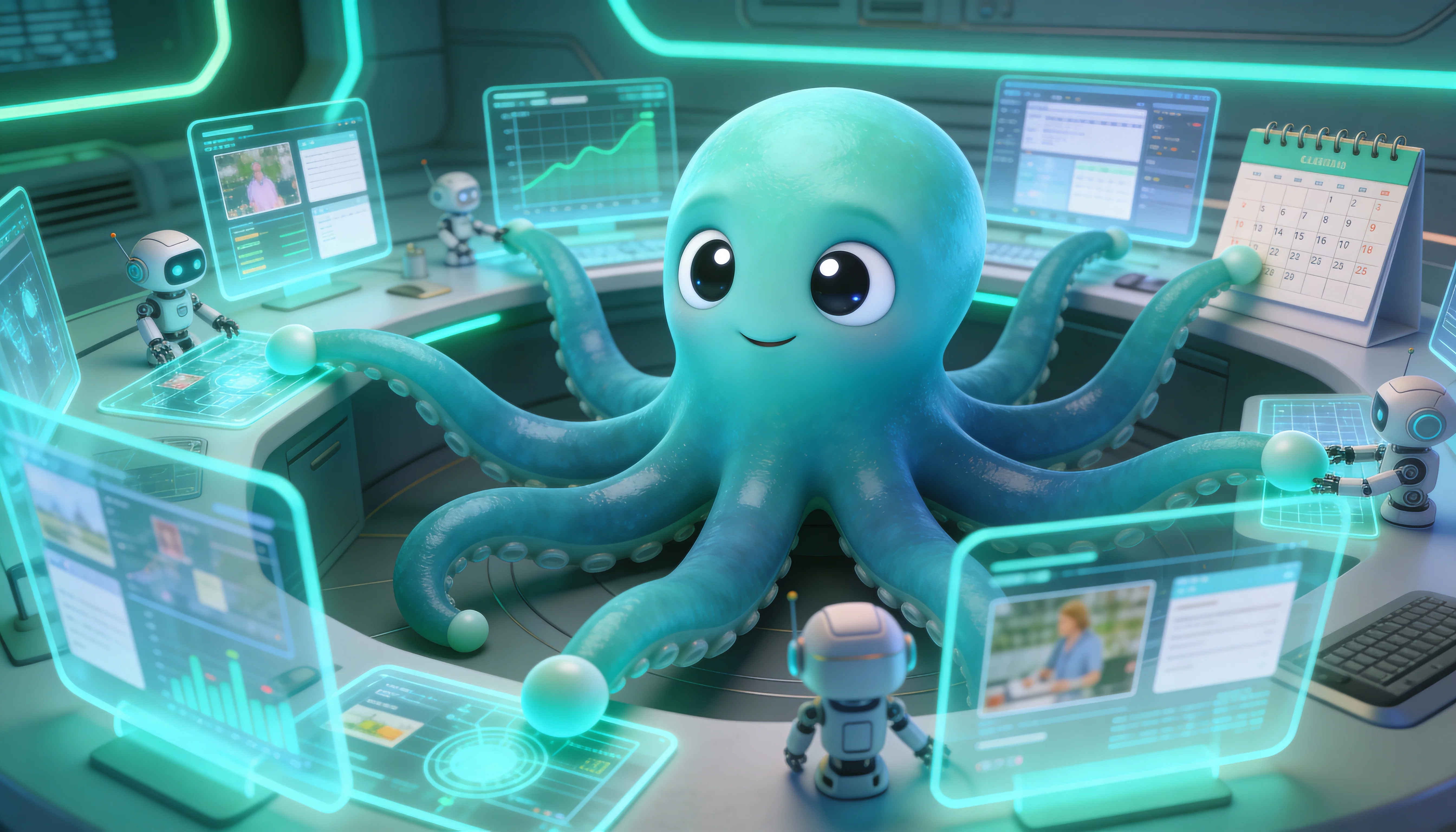 Осьминог настраивает автоматизацию контента для канала MAX