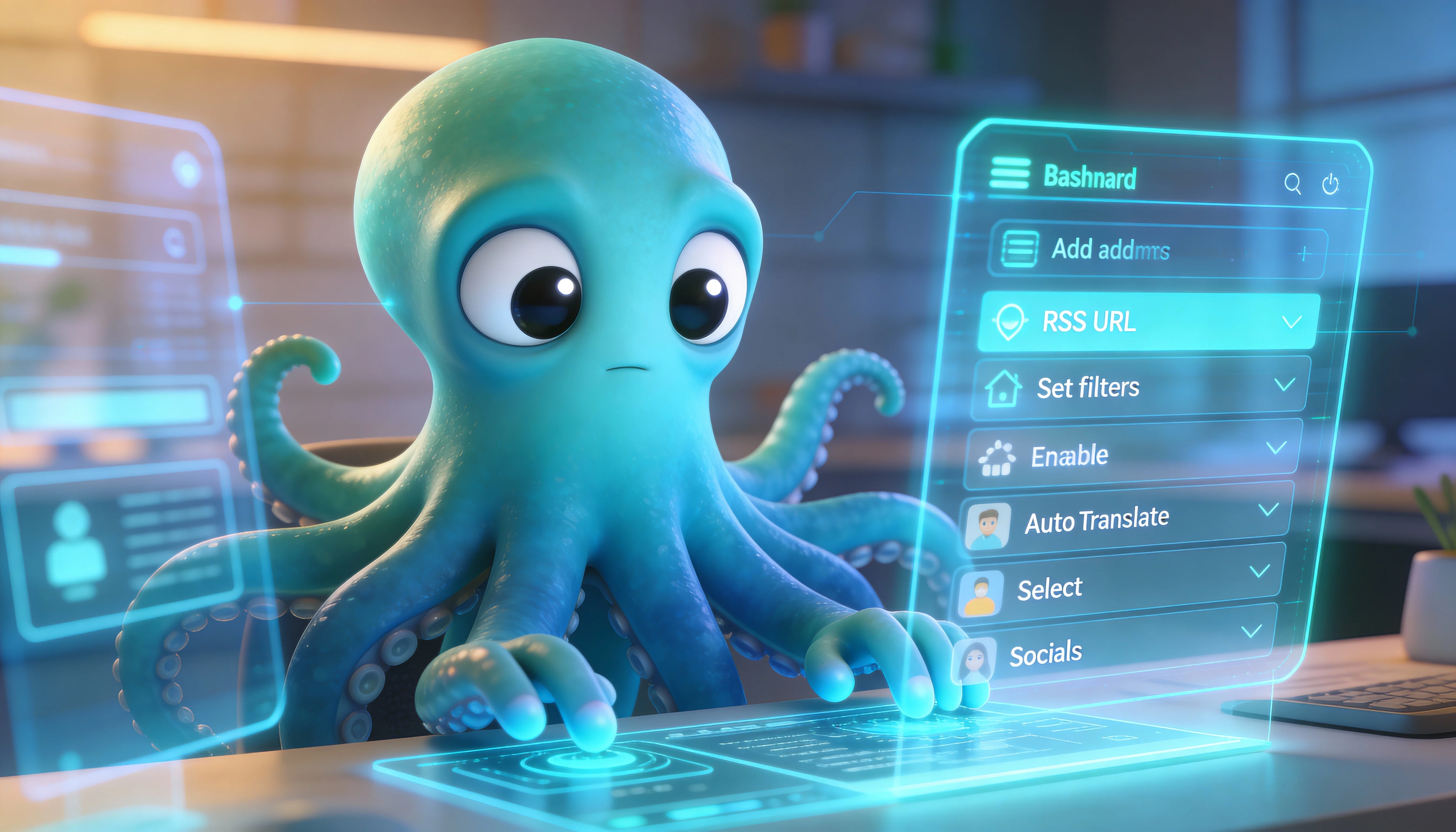 Октавио настраивает парсер RSS в Neironica