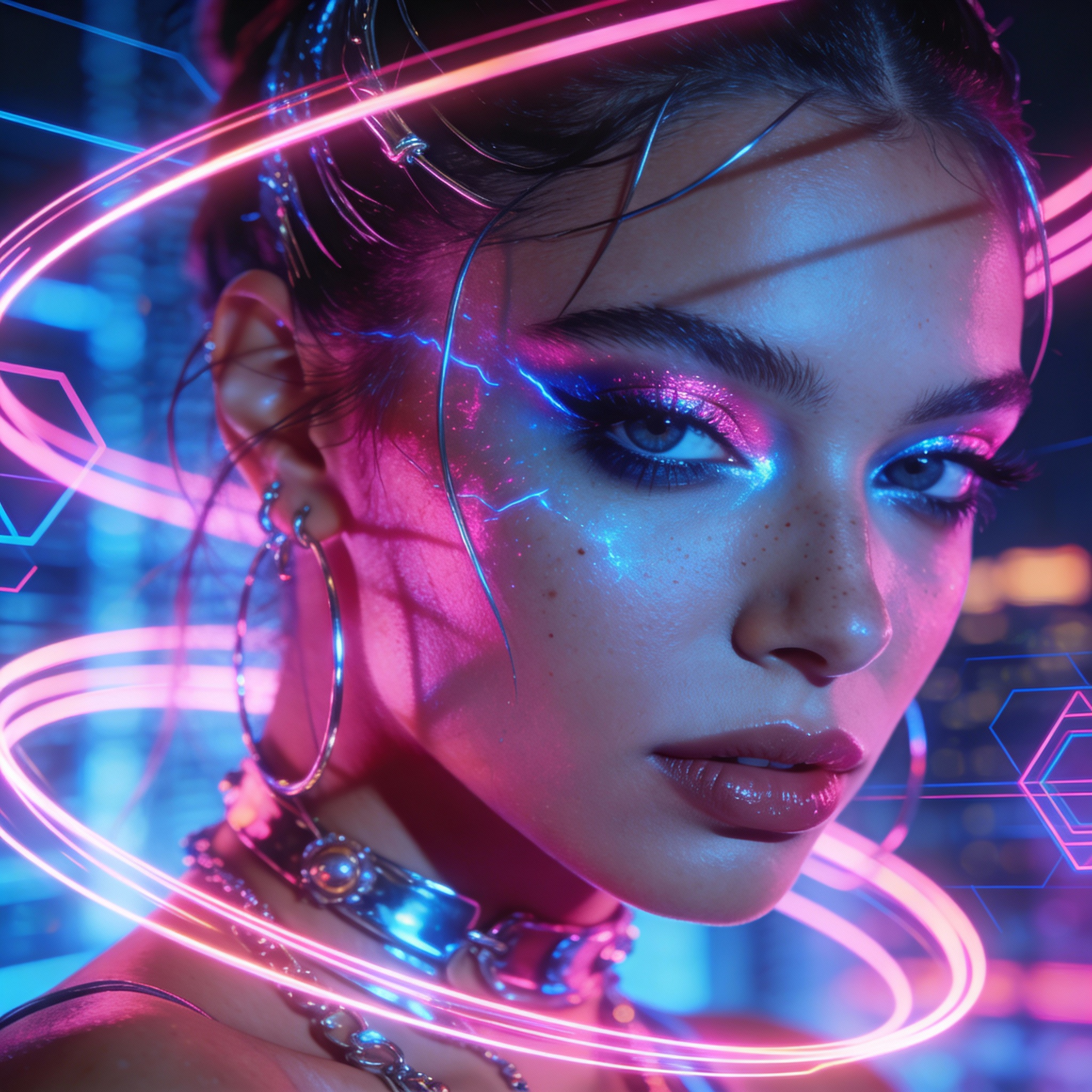 Творческий портрет с неоновым светом
