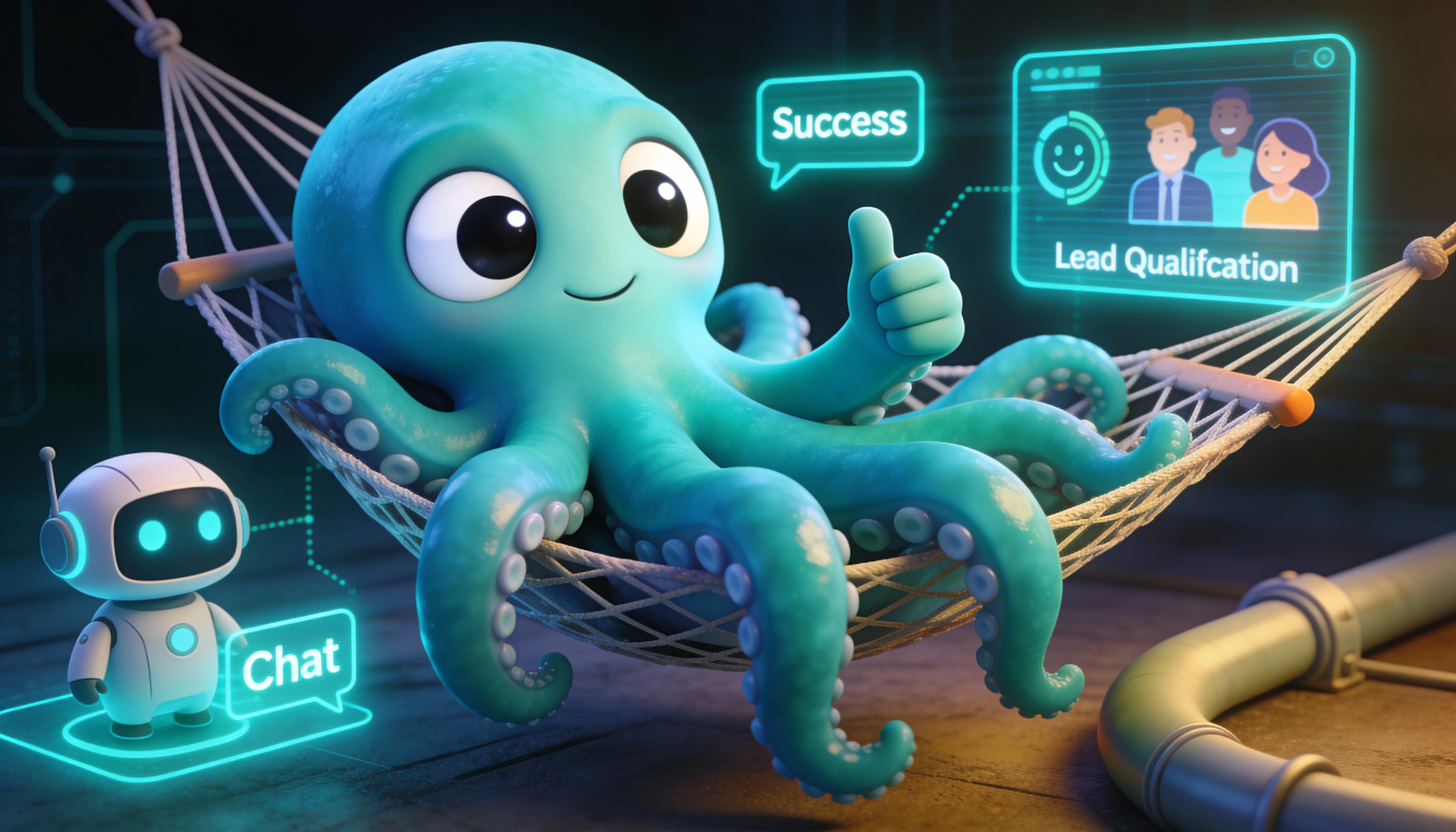 Иллюстрация: Октавио отдыхает, а бот и автоматизация обрабатывают заявки