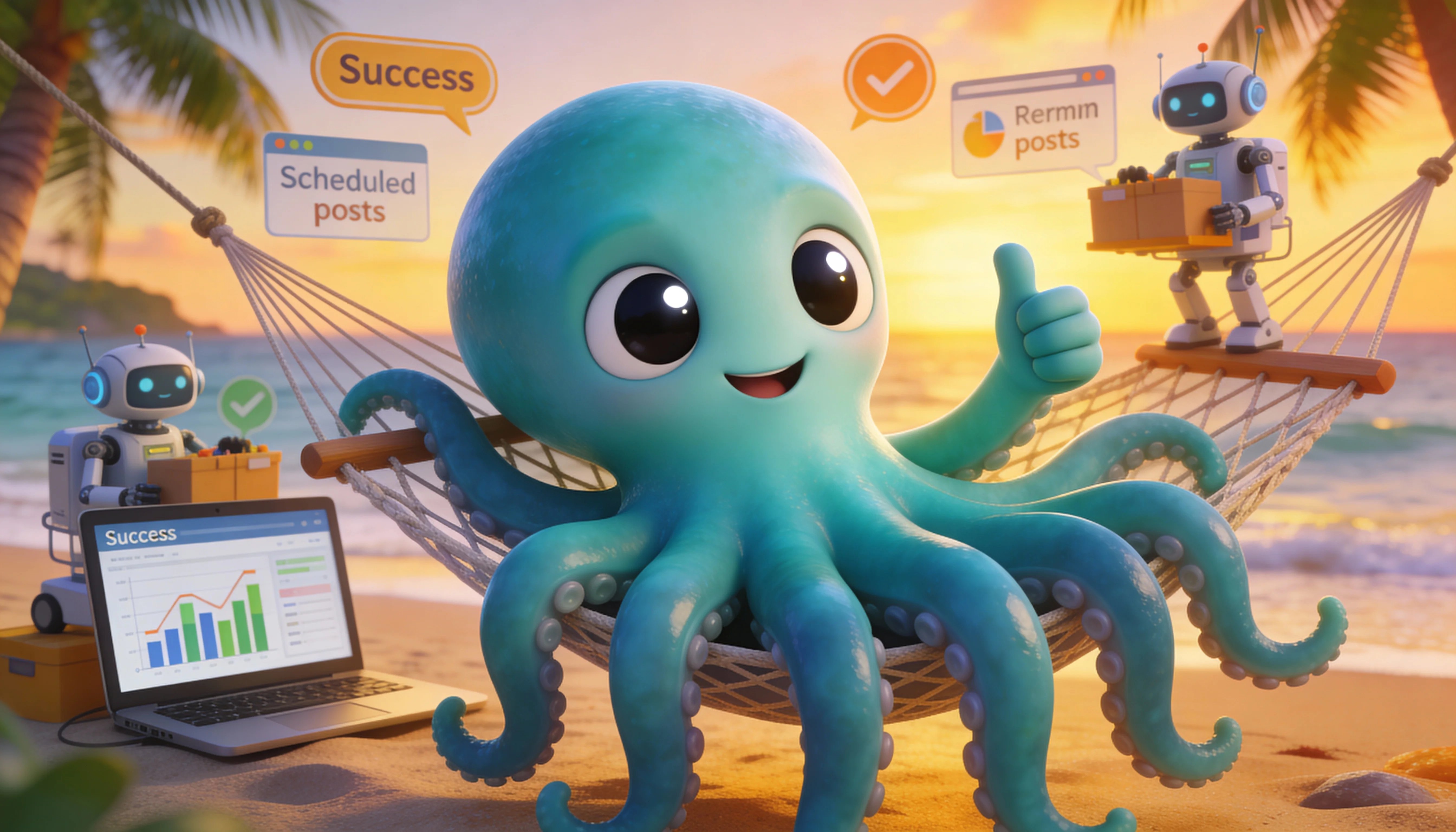 Иллюстрация: Октавио отдыхает, пока монетизация Telegram-канала работает по расписанию